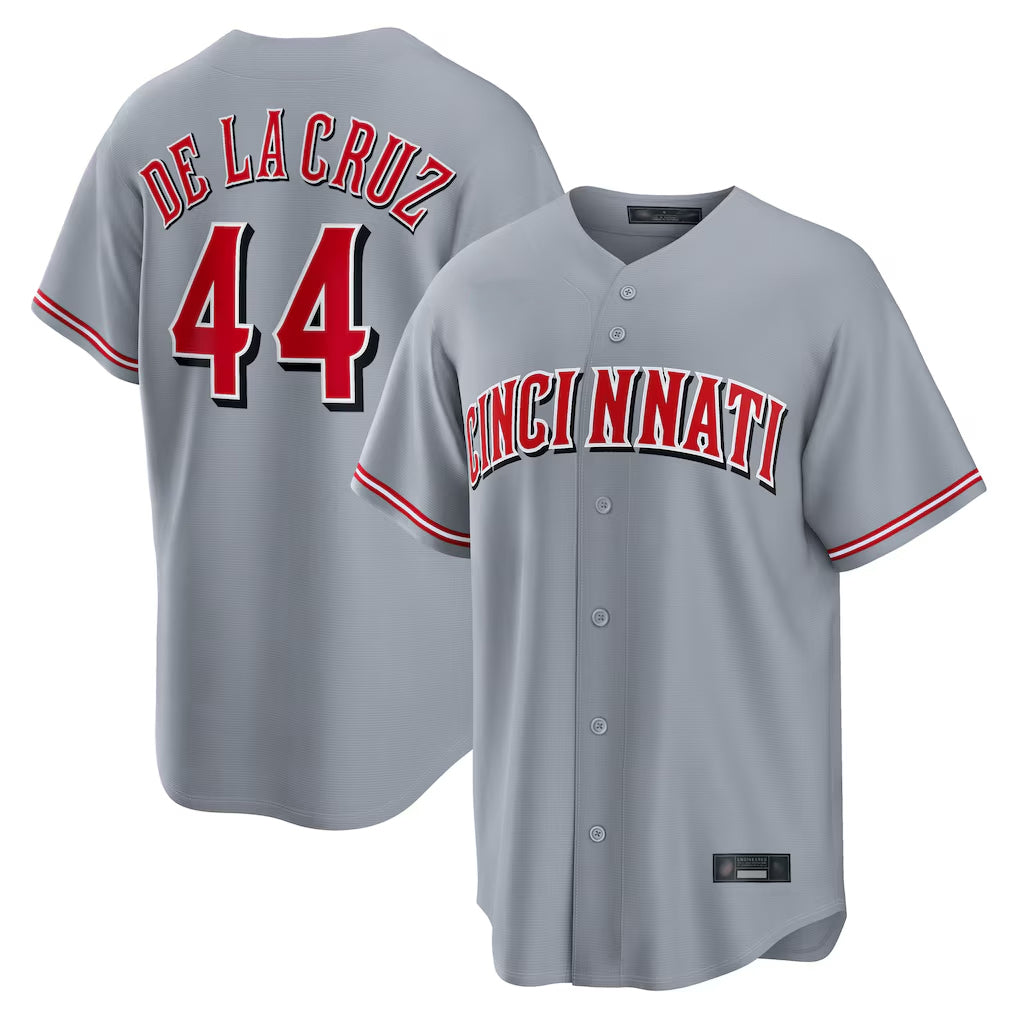 Cincinnati Reds #44 Elly De La Cruz Player Gray HOLBERT Home Game Stitched Jerseys