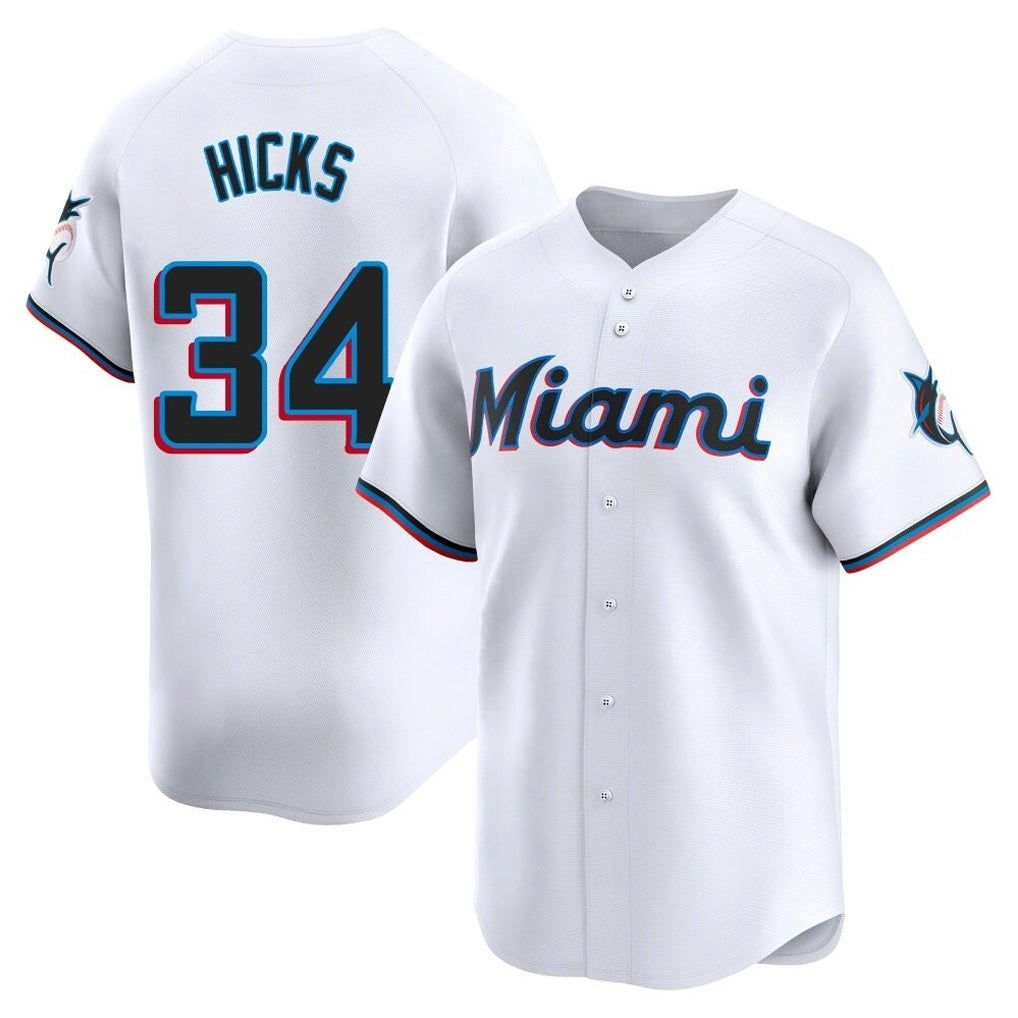 Miami Marlins #34 Liam Hicks Player White HOLBERT Home Limited Stitched Jerseys