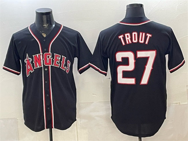 Los Angeles Angels #27 Mike Trout 2026 Fashion Replica Black HOLBERT Out Stitched Jersey