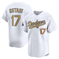 Los Angeles Dodgers #17 Shohei Ohtani White HOLBERT 2025 Gold Collection Limited Stitched Jersey