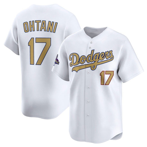 Los Angeles Dodgers #17 Shohei Ohtani White HOLBERT 2025 Gold Collection Limited Stitched Jersey
