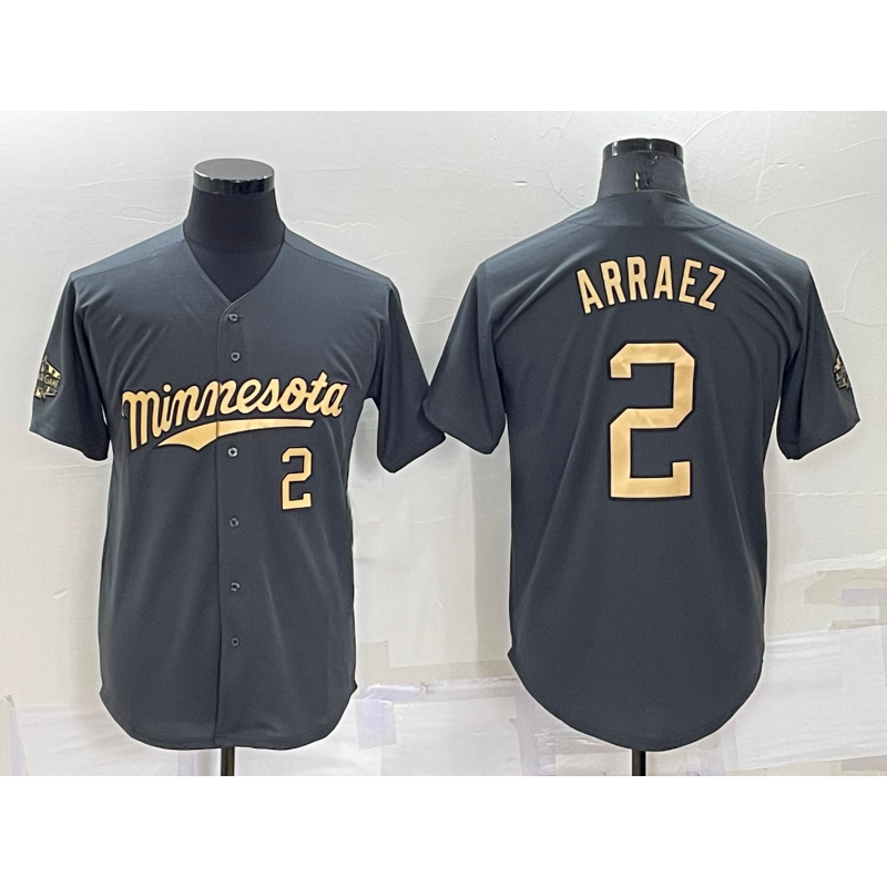 Minnesota Twins #2 Luis Arraez Number Charcoal HOLBERT 2022 All-Star Cool Base Stitched Jersey