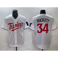 Minnesota Twins #34 Kirby Puckett White Red HOLBERT Stitched Cool Base Jersey