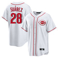 Cincinnati Reds #28 Eugenio Su¨¢rez Player White HOLBERT Game Home Stitched Jerseys