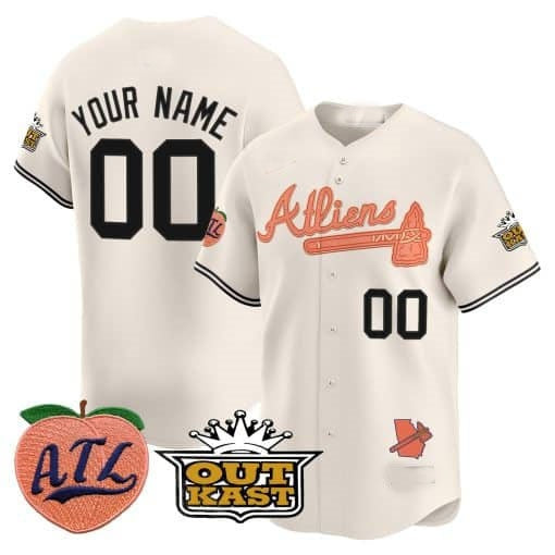 Custom Atlanta Braves Atliens & Peach Vapor Premier Limited Jersey ¨CCream HOLBERT