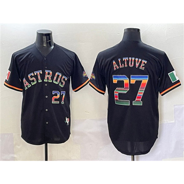 Houston Astros #27 Jose Altuve Black HOLBERT Mexico With World Serise Champions Patch Cool Base Stitched Jersey