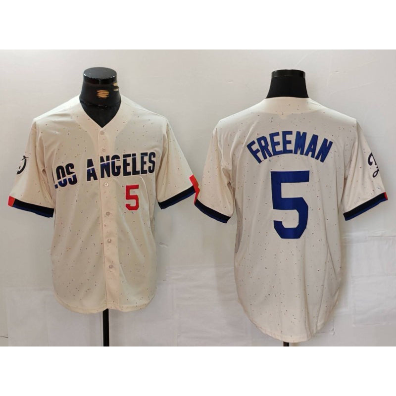 Los Angeles Dodgers #5 Freddie Freeman Number Cream HOLBERT 2024 City Connect Limited Stitched Jersey 2