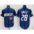 Detroit Tigers #28 Javier Baez Number 2024 Navy HOLBERT City Connect Cool Base Limited Stitched Jersey