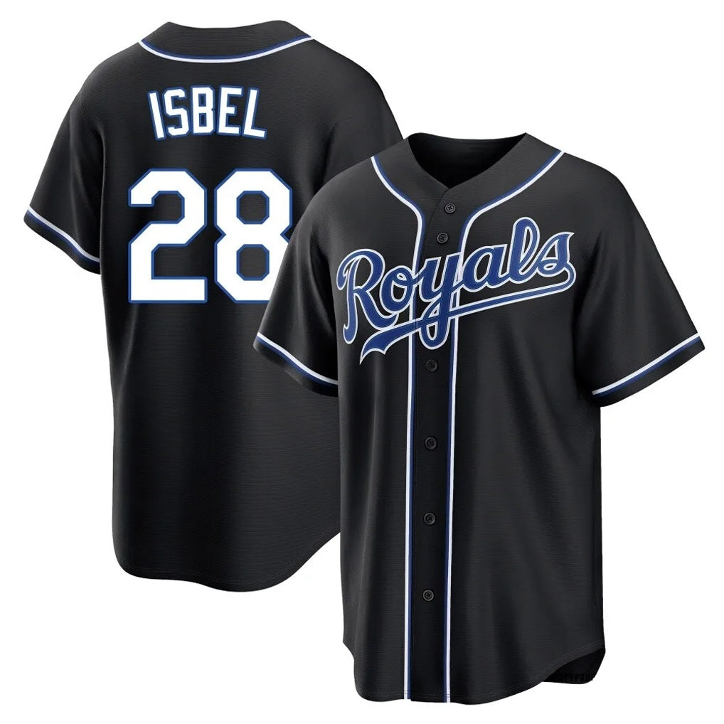 Kansas City Royals #28 Kyle Isbel Player Black HOLBERT Carbon Fashion Home Game Stitched Jerseys