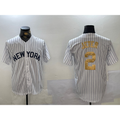 New York Yankees #2 Derek Jeter White HOLBERT Pinstripe Fashion Cool Base Jersey 2