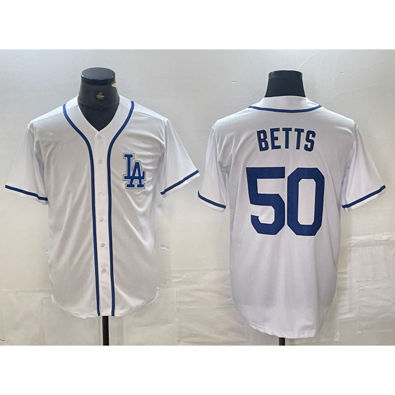 Los Angeles Dodgers #50 Mookie Betts White HOLBERT Cool Base Stitched Jersey