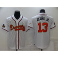 Atlanta Braves #13 Ronald Acuna Jr 2022 White Gold HOLBERT World Series Champions Program Cool Base Stitched Jersey