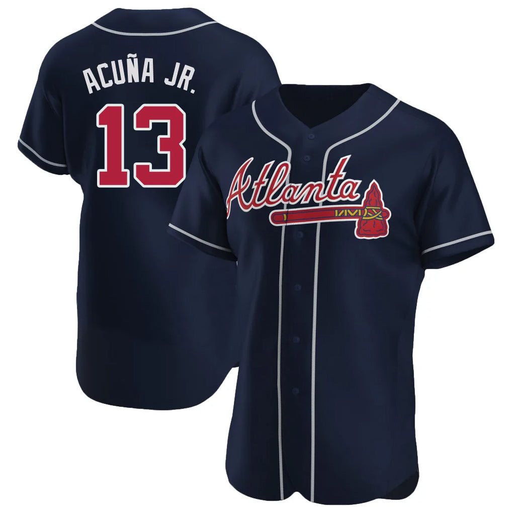Atlanta Braves #13 Ronald Acuna Jr Player Navy HOLBERT Limited Elite Home Game Stitched Jerseys