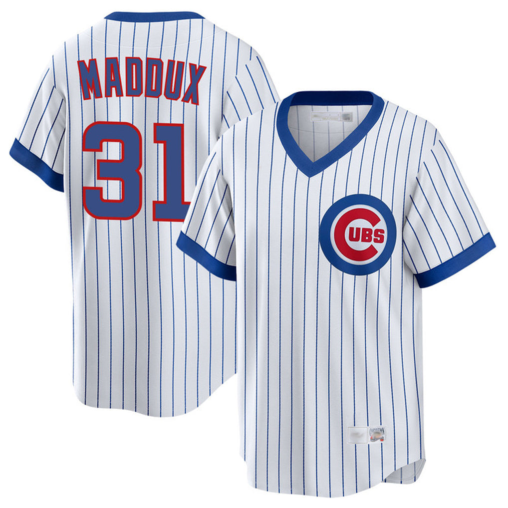 Chicago Cubs #31 Greg Maddux Player White HOLBERT T-shirt Cooperstown Collection Limited Stitched Jerseys