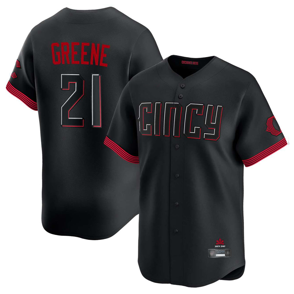 Cincinnati Reds #21 Hunter Greene Player Black HOLBERT City Connect Home Limited Stitched Jerseys