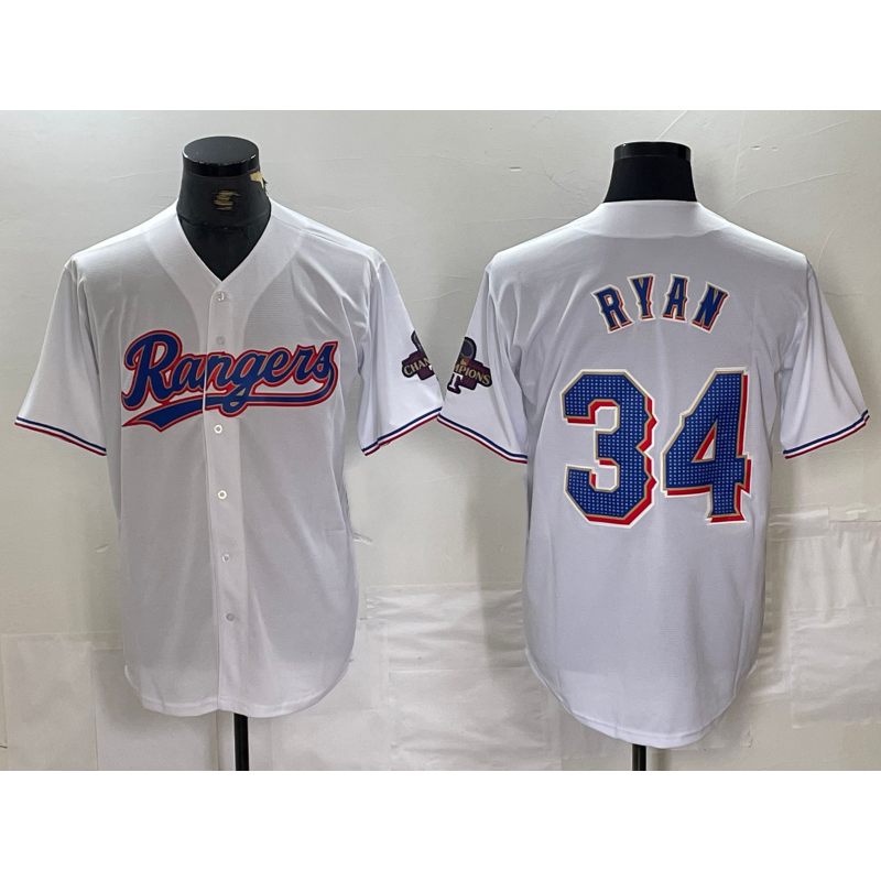 Texas Rangers #34 Nolan Ryan White HOLBERT 2024 Gold Collection Limited Cool Base Jersey