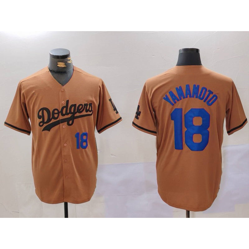 Los Angeles Dodgers #18 Yoshinobu Yamamoto Number Olive HOLBERT Cool Base Limited Stitched Jerseys