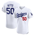 Los Angeles Dodgers #50 Mookie Betts White HOLBERT Home Elite Stitched Jersey