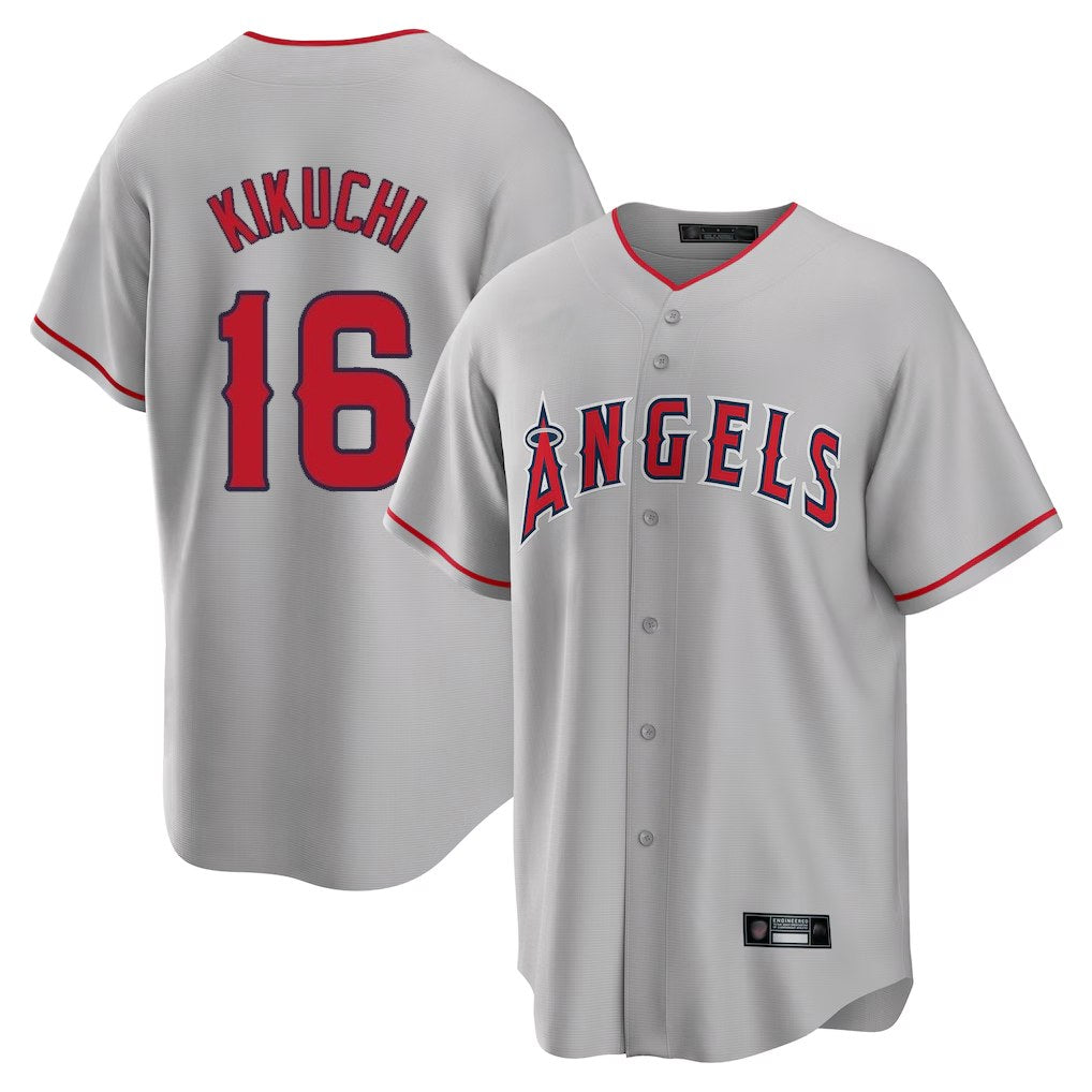 Los Angeles Angels #16 Yusei Kikuchi Player Gray HOLBERT Home Game Stitched Jerseys