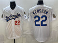 Los Angeles Dodgers #22 Clayton Kershaw White HOLBERT 2026 Gold Collection 9x & B2B Champs Patch Stitched Jersey