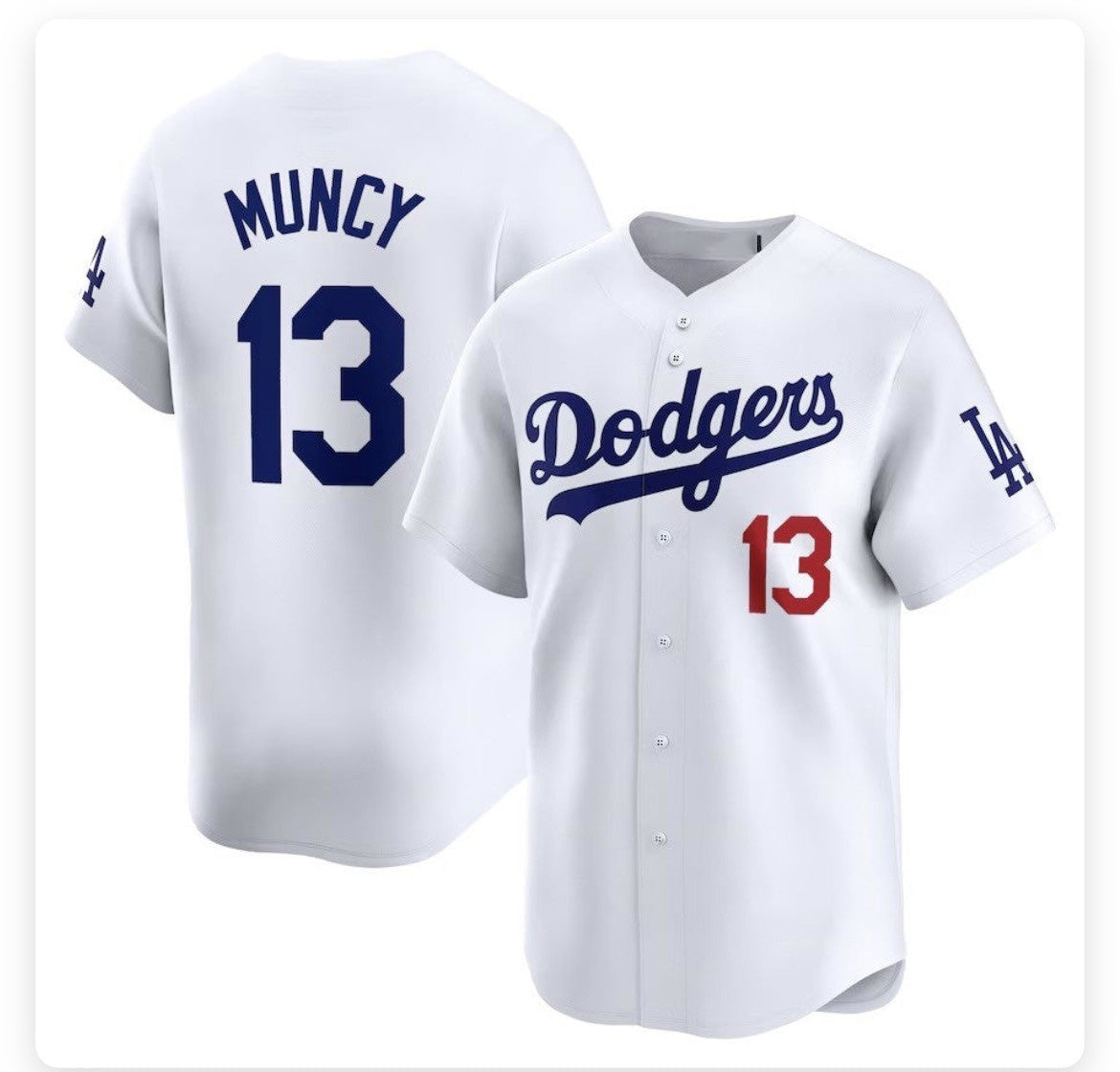 Los Angeles Dodgers #13 Max Muncy White HOLBERT Stitched Cool Base Jersey