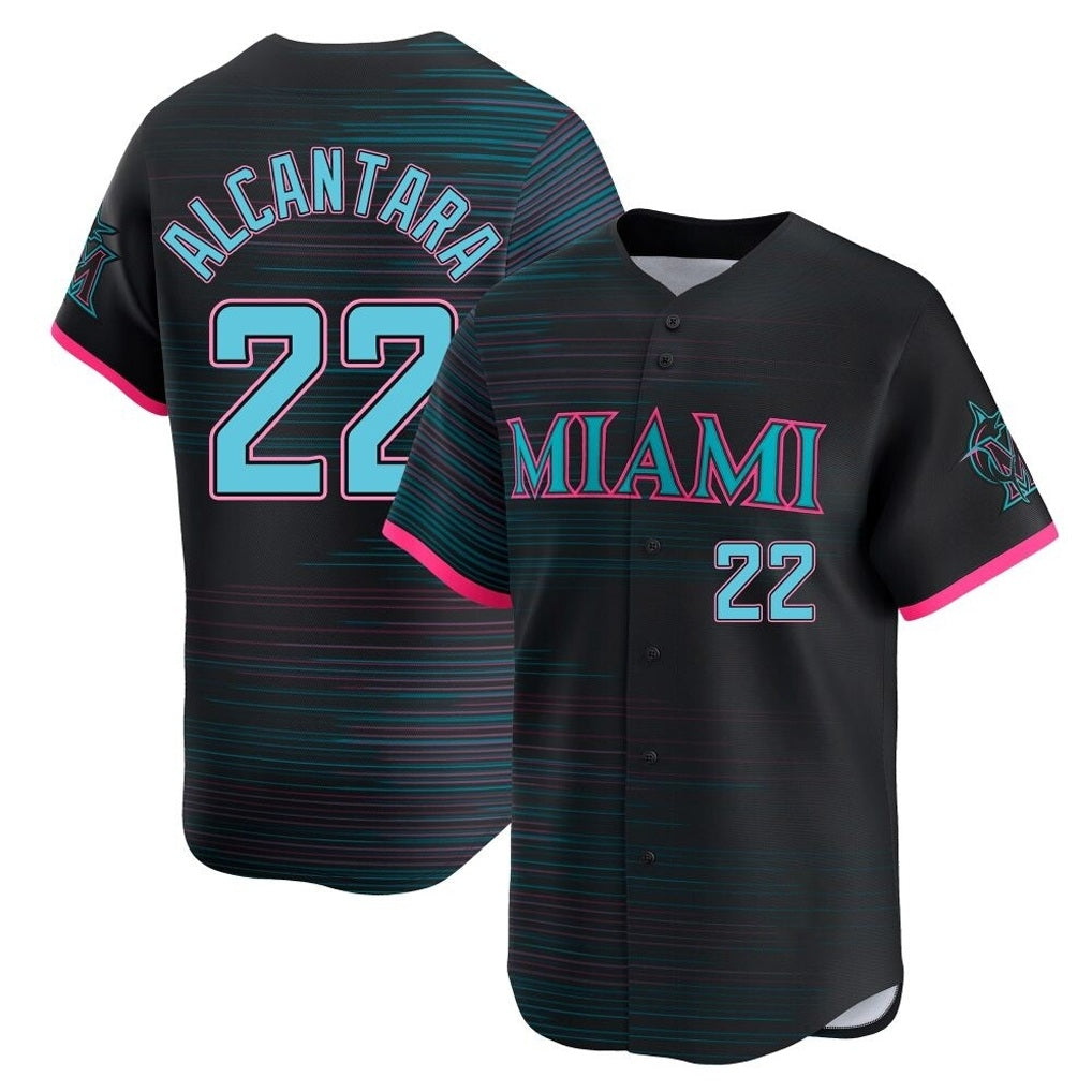 Miami Marlins #22 Sandy Alcantara Player Black HOLBERT City Connect Home Limited Stitched Jerseys
