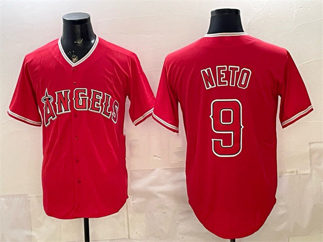 Los Angeles Angels #9 Zach Neto Red HOLBERT Stitched Jersey