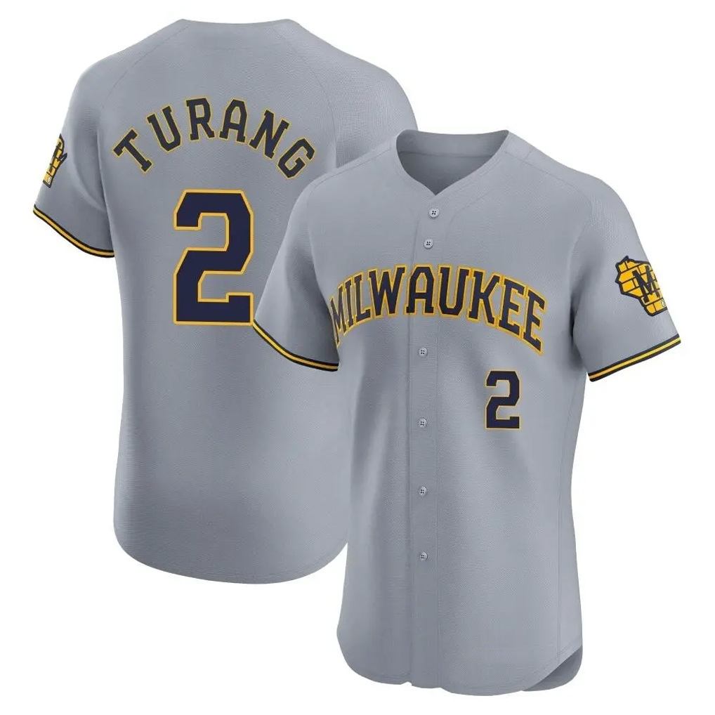 Milwaukee Brewers #2 Brice Turang Player Gray HOLBERT Home Limited Elite Stitched Jerseys