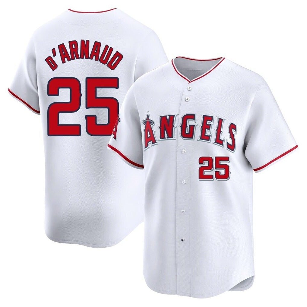 Los Angeles Angels #25 Travis d'Arnaud Player White HOLBERT Limited Home Stitched Jerseys
