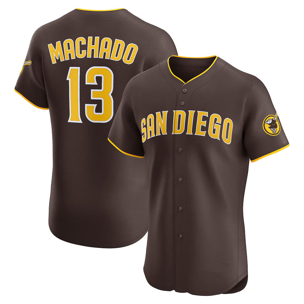 San Diego Padres #13 Manny Machado Brown HOLBERT Road Elite Jersey