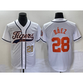Detroit Tigers #28 Javier Baez Number White HOLBERT Cool Base Stitched Jersey