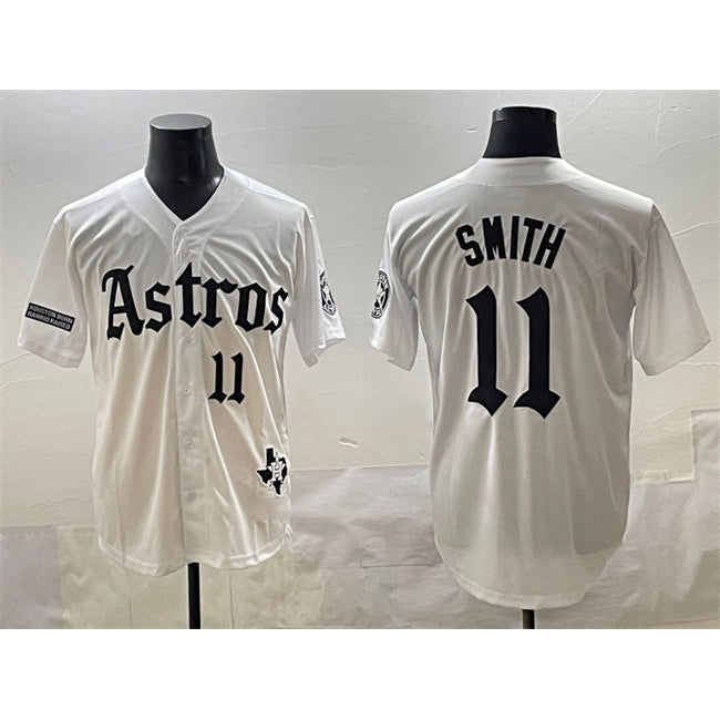 Houston Astros #11 Cam Smith White HOLBERT Gothic 'Houston Born Barrio Raised' Limited Stitched Jersey