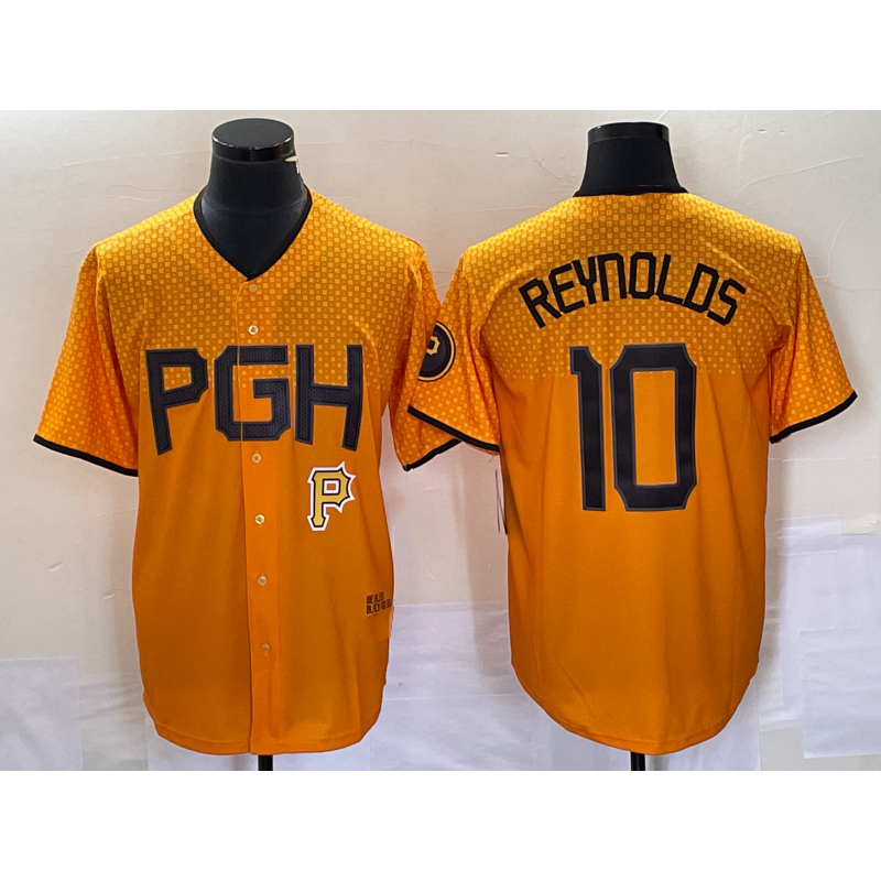 Pittsburgh Pirates #10 Bryan Reynolds Gold HOLBERT 2023 City Connect Stitched Jersey 2