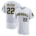 Milwaukee Brewers #22 Christian Yelich White HOLBERT Team Alternate Authentic Player Jersey