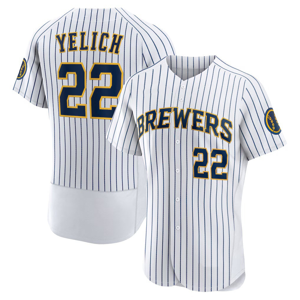 Milwaukee Brewers #22 Christian Yelich White HOLBERT Team Alternate Authentic Player Jersey