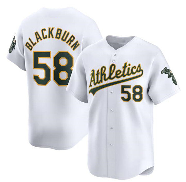 Oakland Athletics #58 Paul Blackburn White HOLBERT Home Limited Stitched Jersey