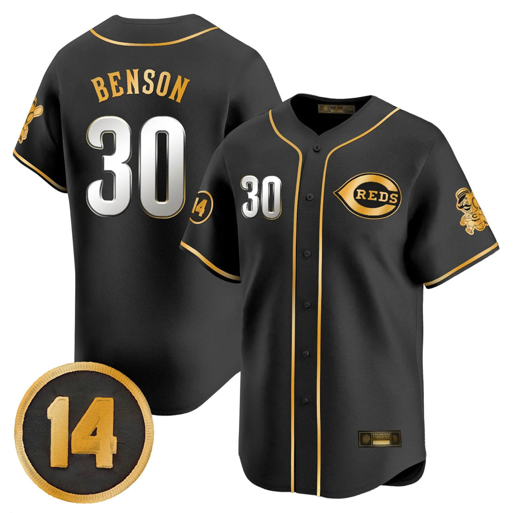 Cincinnati Reds #30 Ken Griffey Player Black-Gold HOLBERT Vapor Premier Limited Home Stitched Jerseys