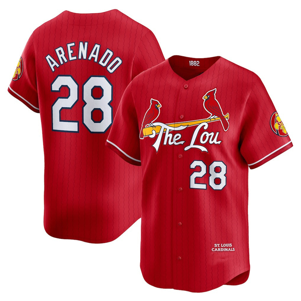 St. Louis Cardinals #28 Nolan Arenado Red HOLBERT 2024 City Connect Limited Player Jersey