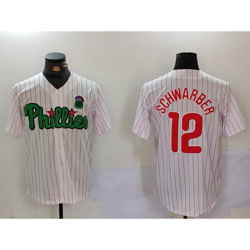 Philadelphia Phillies #12 Kyle Schwarber White Green HOLBERT Cool Base Stitched Jersey 2