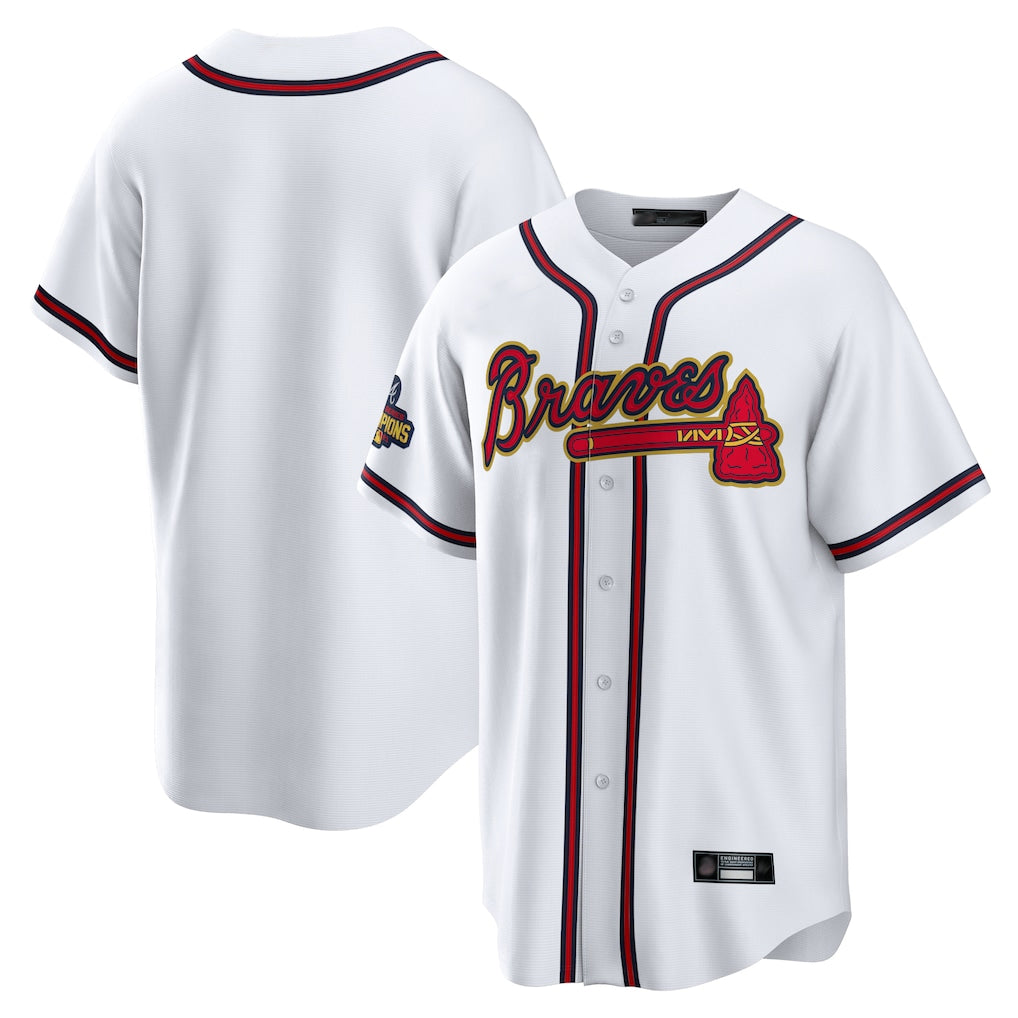 Atlanta Braves White Gold HOLBERT Home Game Blank Player Stitched Jerseys