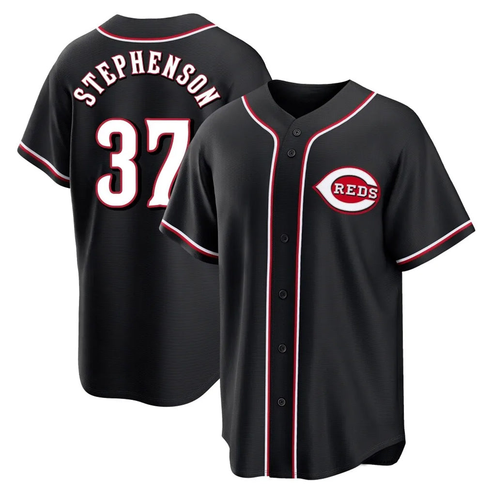 Cincinnati Reds #37 Tyler Stephenson Player Black HOLBERT Fashion Out Home Game Stitched Jerseys