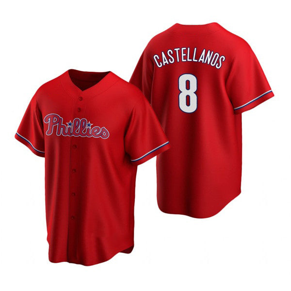 Philadelphia Phillies #8 Nick Castellanos Red HOLBERT Cool Base Stitched Jersey