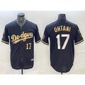 Los Angeles Dodgers #17 Shohei Ohtani Number Black Gold HOLBERT Stitched Cool Base Jersey 2