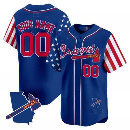 Custom Atlanta Braves 2024 Independence Day Vapor Premier Limited Jersey V2 ¨C Royal HOLBERT