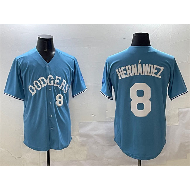 Los Angeles Dodgers #8 Enrique Hernandez Light Blue HOLBERT Limited Stitched Jersey