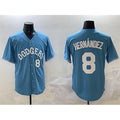 Los Angeles Dodgers #8 Enrique Hernandez Light Blue HOLBERT Limited Stitched Jersey