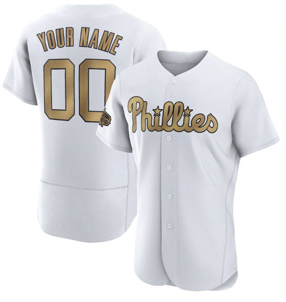 Custom Philadelphia Phillies Active Player White HOLBERT 2022 All-Star Flex Base Stitched Jersey