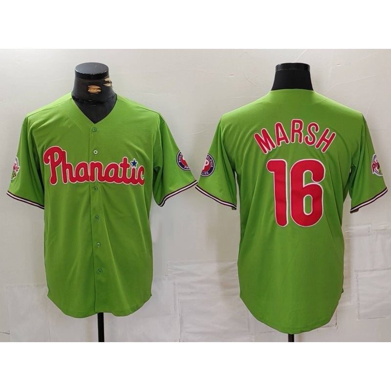 Philadelphia Phillies #16 Brandon Marsh Green HOLBERT With Patch Stitched Cool Base Jersey