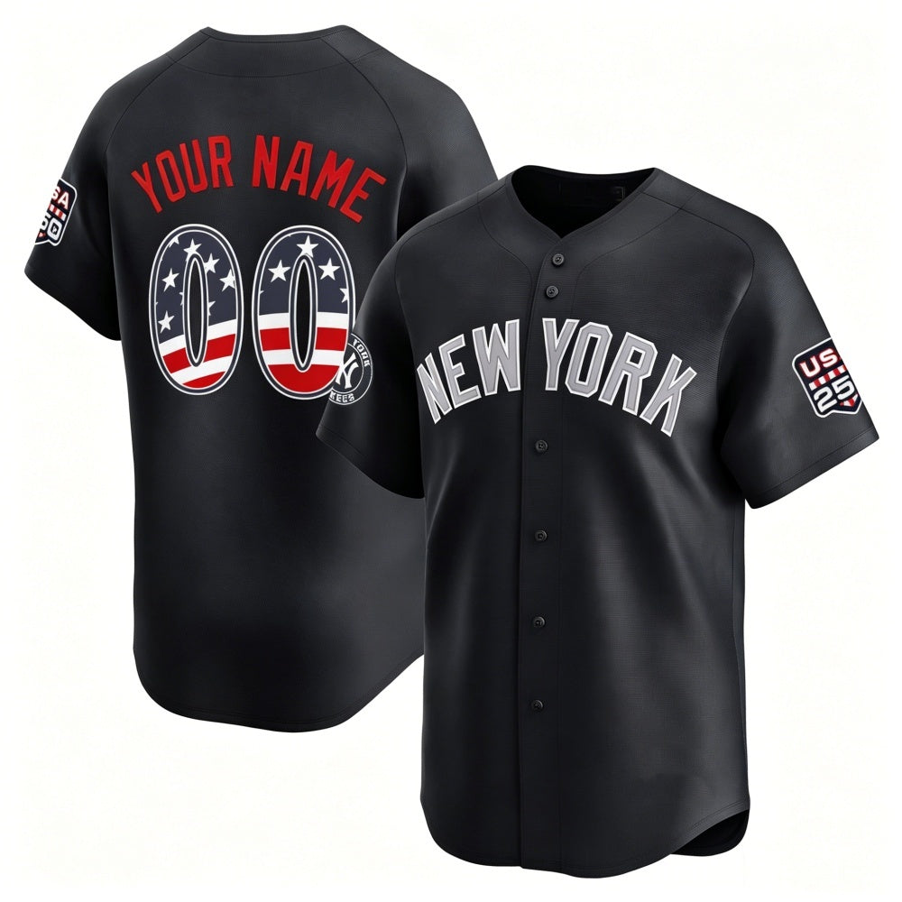 Custom New York Yankees Navy HOLBERT USA 250 Fourth of July Limited Stitched Jersey