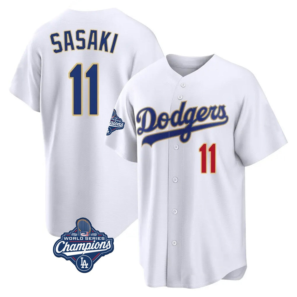 Los Angeles Dodgers #11 Roki Sasaki Player Gold White HOLBERT World Series Meet 2026 Collection Stadium Limited Stitched Jerseys